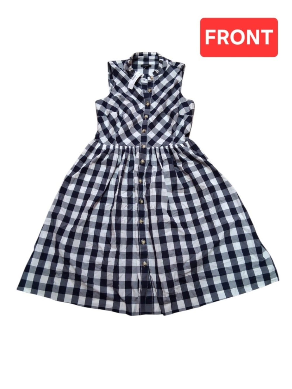 J. Crew Black and White Gingham Button-Front Casual Dress
